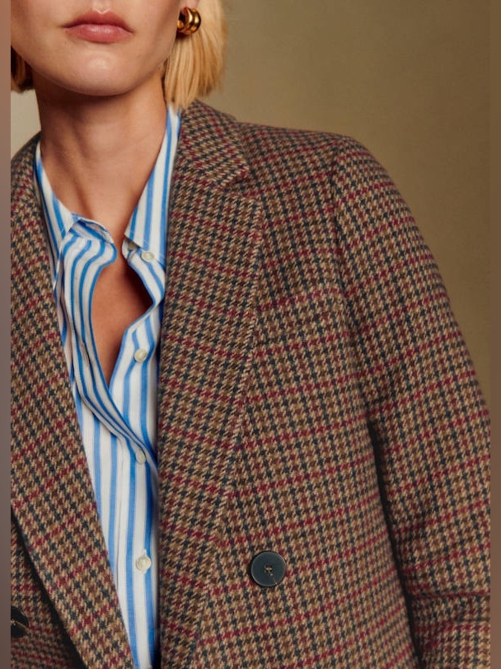 Sézane Christie Jacket in Brown Houndstooth FR 40 / US 8 - Picture 3 of 16